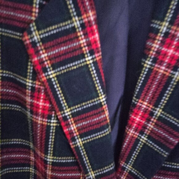 Sag Harbor Vintage Dark Academia Red Plaid Wool Blend Blazer Size 12p - Picture 3 of 7